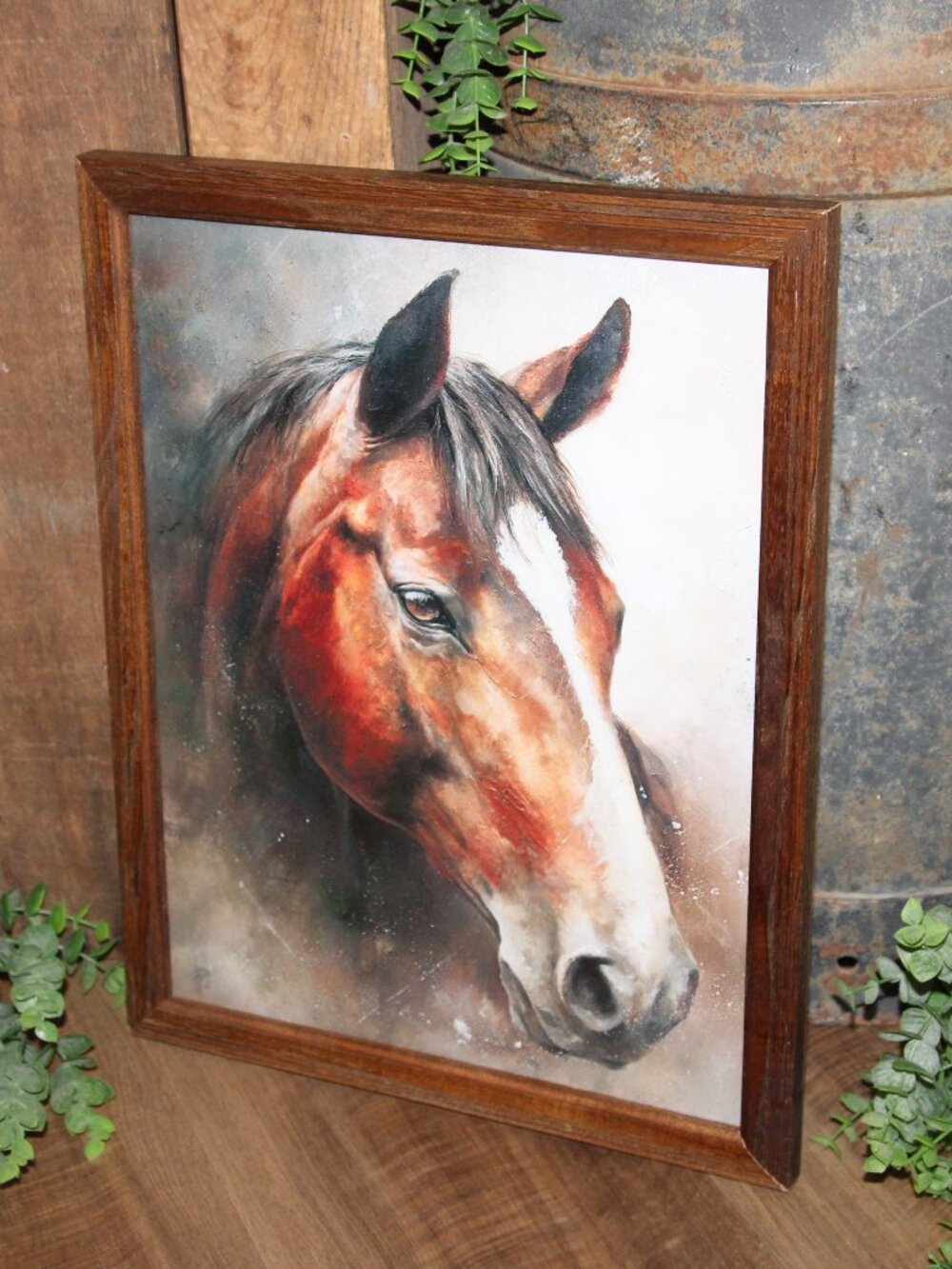 Large Rustic Western French Country Farmhouse Horse Head Bust Wall Decor Picture